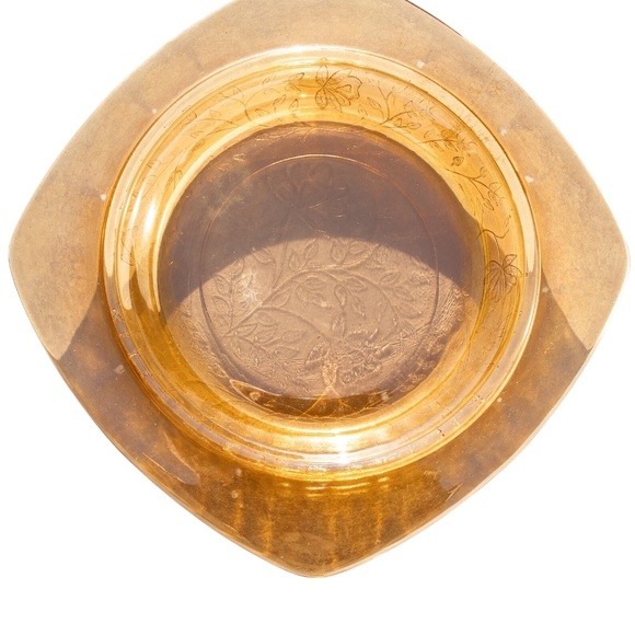 Jeanette Floragold Louisa Butter Dish Depression Glass Iridescent Dish w/ Lid - Picture 7 of 9